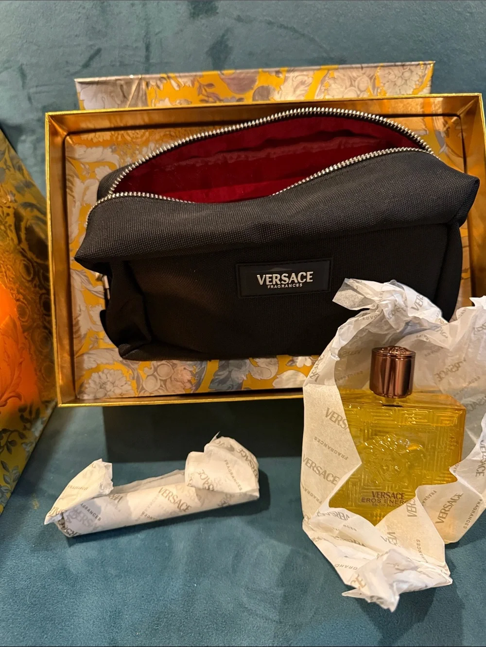 Versace Eros Energy Bath & Body Set - Gold and Silver Baroque Box